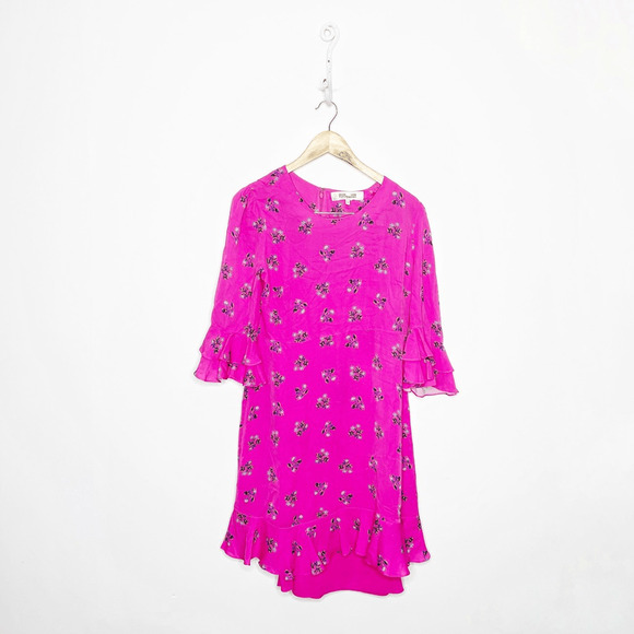 DIANE VON FURSTENBERG DVF Ruffle Cuff Dress in Floating Lily Ranunculus womens M - Picture 1 of 8